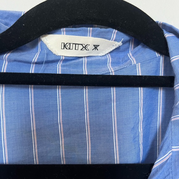Kit x blue and pink pin stripe tie front shirt - Picture 2 of 4
